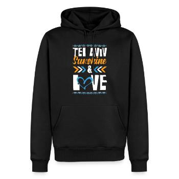 Tel Aviv Amour - Sweat à capuche Premium bio Homme - noir - Devant - Nico (187cm)