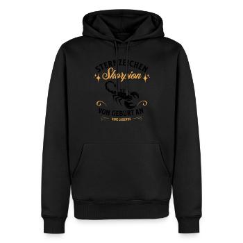 Sternzeichen Geschenke Skorpion Spruch - Männer Premium Bio Hoodie - Schwarz - Vorne - Nico (187cm)