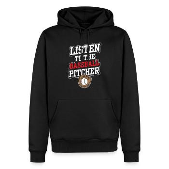 Dem Baseball Pitcher Zuhören Hobby Werfer Spieler - Männer Premium Bio Hoodie - Schwarz - Vorne - Nico (187cm)