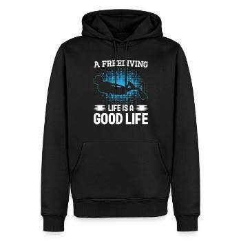 Freediving Life Good Life Apnea Diving Diver - Männer Premium Bio Hoodie - Schwarz - Vorne - Nico (187cm)