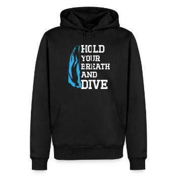 Freediving Hold Your Breath & Dive Apnea Diving - Männer Premium Bio Hoodie - Schwarz - Vorne - Nico (187cm)