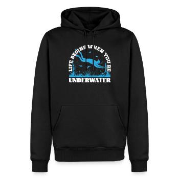 La vie en apnée commence La plongée sous-marine - Sweat à capuche Premium bio Homme - noir - Devant - Nico (187cm)