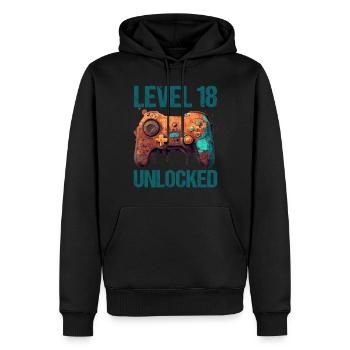 Level 18 Jahre Gaming 18er 18 Geburtstag - Männer Premium Bio Hoodie - Schwarz - Vorne - Nico (187cm)
