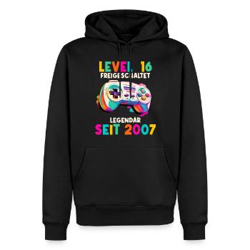 2007 Level 16 Jahre Gaming 16er 16 Geburtstag - Männer Premium Bio Hoodie - Schwarz - Vorne - Nico (187cm)