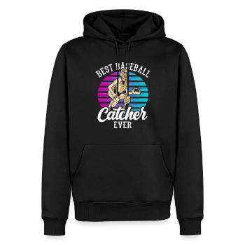 Bester Baseball Fänger Aller Zeiten Hobby Catcher - Männer Premium Bio Hoodie - Schwarz - Vorne - Nico (187cm)