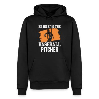 Sei Nett Zum Baseball Pitcher Hobby Werfer Spieler - Männer Premium Bio Hoodie - Schwarz - Vorne - Nico (187cm)