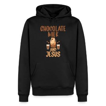 Cadeaux pour amateurs de lait au chocolat - Sweat à capuche Premium bio Homme - noir - Devant - Nico (187cm)