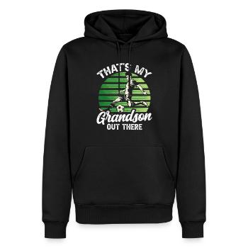 C’est mon petit-fils là-bas passe-temps sportif de football - Sweat à capuche Premium bio Homme - noir - Devant - Nico (187cm)