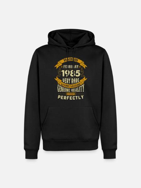 Februar 1985 Vintage Jahrgang Geburtstag - Männer Premium Bio Hoodie - Schwarz