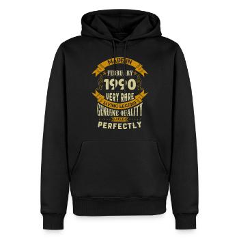 Februar 1990 Vintage Jahrgang Geburtstag - Männer Premium Bio Hoodie - Schwarz - Vorne - Nico (187cm)