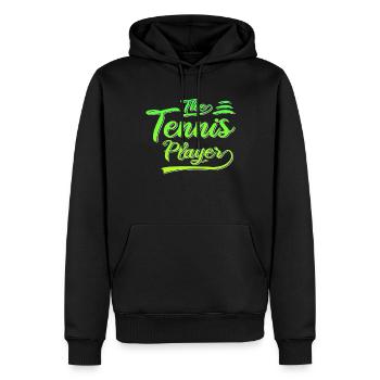 Le joueur de tennis - Sweat à capuche Premium bio Homme - noir - Devant - Nico (187cm)