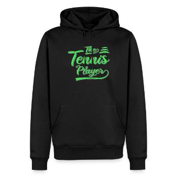 Le joueur de tennis - Sweat à capuche Premium bio Homme - noir - Devant - Nico (187cm)