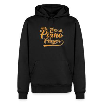 Le pianiste - Sweat à capuche Premium bio Homme - noir - Devant - Nico (187cm)
