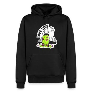 Saint-Valentin - Love Sick - Anti Valentine - Sweat à capuche Premium bio Homme - noir - Devant - Nico (187cm)