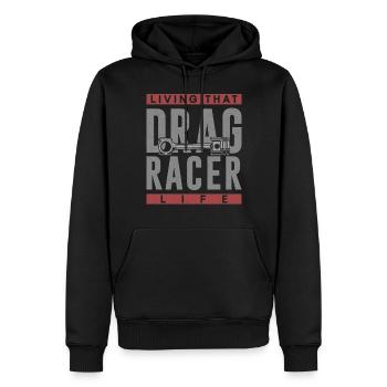Voiture de course de dragster vivant que - Sweat à capuche Premium bio Homme - noir - Devant - Nico (187cm)