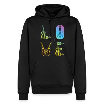 Double Bass LOVE Contrabass Instrument Double Bass - Männer Premium Bio Hoodie - Schwarz - Vorne - Nico (187cm)