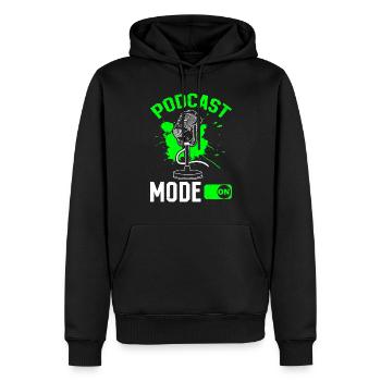 Podcast Host Podcasting Podcaster - Podcast Mode O - Männer Premium Bio Hoodie - Schwarz - Vorne - Nico (187cm)