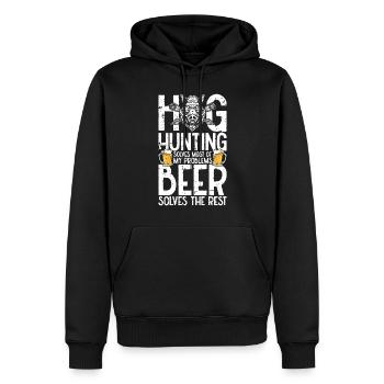 Schweinejagd Jäger Schweinejagd - Männer Premium Bio Hoodie - Schwarz - Vorne - Nico (187cm)