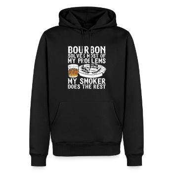 Bourbon-Smoker-Grillwhisky - Männer Premium Bio Hoodie - Schwarz - Vorne - Nico (187cm)