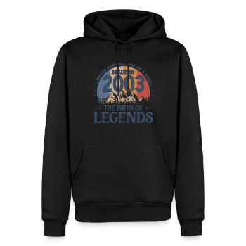 20e anniversaire Né en 2003 Fabriqué en 2003 - Sweat à capuche Premium bio Homme - noir - Devant - Nico (187cm)