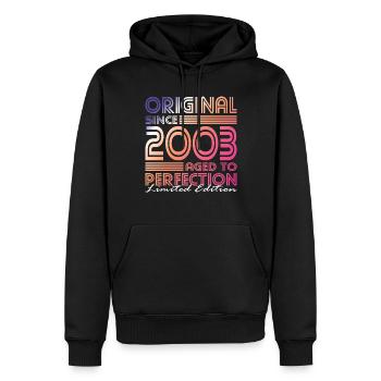 20th birthday Born 2003 Original Since 2003 - Men’s Premium Organic Hoodie - black - Front - Nico (187cm)
