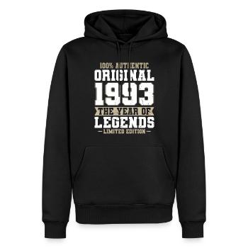 30. Geburtstag Jahrgang 1993 Original 1993 - Männer Premium Bio Hoodie - Schwarz - Vorne - Nico (187cm)