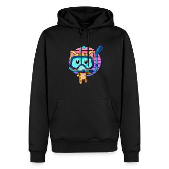 Chat plongeur au coucher du soleil - Sweat à capuche Premium bio Homme - noir - Devant - Nico (187cm)