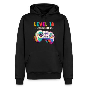 Level 18 Jahre Gaming 18er 18 Geburtstag - Männer Premium Bio Hoodie - Schwarz - Vorne - Nico (187cm)
