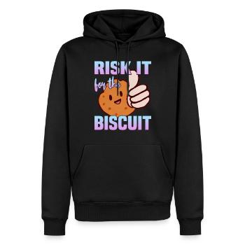 Risk it for the Biscuit - Men’s Premium Organic Hoodie - black - Front - Nico (187cm)