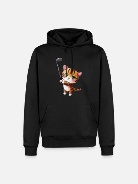 Chat de golf - Sweat à capuche Premium bio Homme - noir