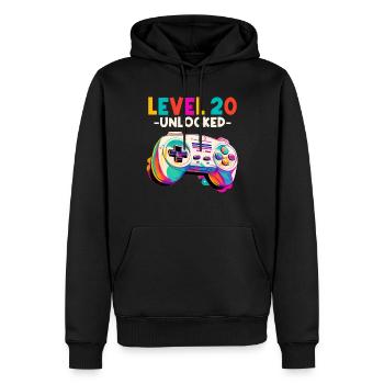 Level 20 Jahre Gaming 20er 20 Geburtstag - Männer Premium Bio Hoodie - Schwarz - Vorne - Nico (187cm)