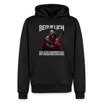 Beruflich schon immer was mit Menschen machen - Männer Premium Bio Hoodie - Schwarz - Vorne - Nico (187cm)