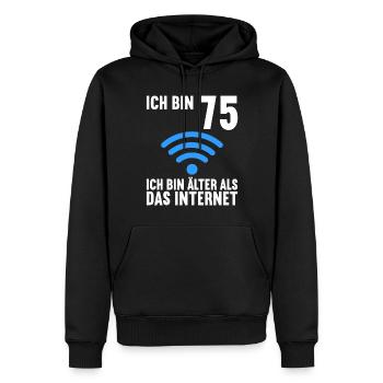 Ich bin 75 Ich bin älter als das Internet - Männer Premium Bio Hoodie - Schwarz - Vorne - Nico (187cm)