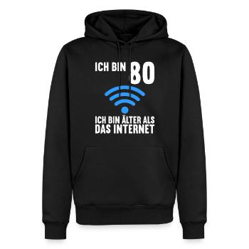 Ich bin 80 Ich bin älter als das Internet - Männer Premium Bio Hoodie - Schwarz - Vorne - Nico (187cm)