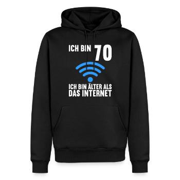 Ich bin 70 Ich bin älter als das Internet - Männer Premium Bio Hoodie - Schwarz - Vorne - Nico (187cm)