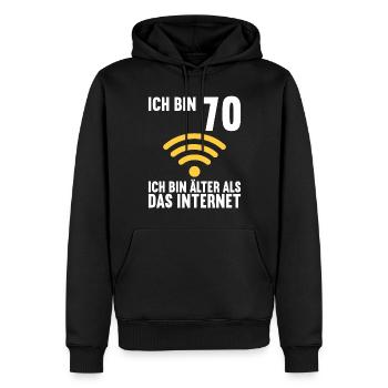 Ich bin 70 Ich bin älter als das Internet - Männer Premium Bio Hoodie - Schwarz - Vorne - Nico (187cm)