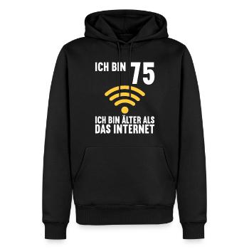 Ich bin 75 Ich bin älter als das Internet - Männer Premium Bio Hoodie - Schwarz - Vorne - Nico (187cm)