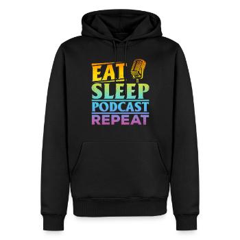 Eat Sleep Podcast Repeat - Podcasting Creator Podc - Sweat à capuche Premium bio Homme - noir - Devant - Nico (187cm)