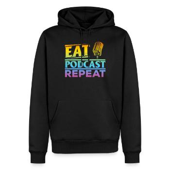 Podcasting Podcast Host Podcaster - Eat Podcast Re - Sweat à capuche Premium bio Homme - noir - Devant - Nico (187cm)