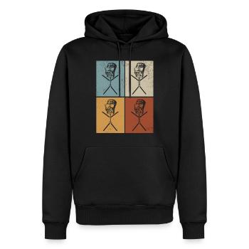 Podcast Microphone Funny Stick Figure Podcast - Männer Premium Bio Hoodie - Schwarz - Vorne - Nico (187cm)
