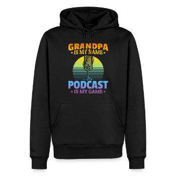 Grandpa Is My Name Podcasting Is My Game - Grandpa - Männer Premium Bio Hoodie - Schwarz - Vorne - Nico (187cm)