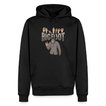 ILY Bigfoot ASL Geste de la main Langue des signes sourde - Sweat à capuche Premium bio Homme - noir - Devant - Nico (187cm)