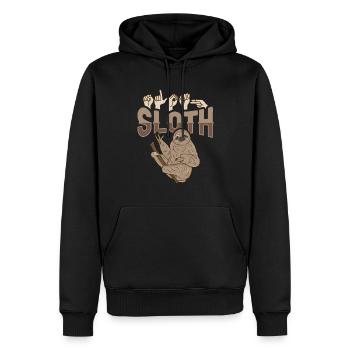 ILY Faultier ASL Handgeste Taub Gebärdensprache - Männer Premium Bio Hoodie - Schwarz - Vorne - Nico (187cm)
