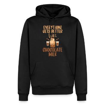 Cadeaux pour amateurs de lait au chocolat - Sweat à capuche Premium bio Homme - noir - Devant - Nico (187cm)
