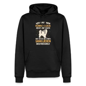 Samojede Glück anfassen Samojedenspitz - Männer Premium Bio Hoodie - Schwarz - Vorne - Nico (187cm)