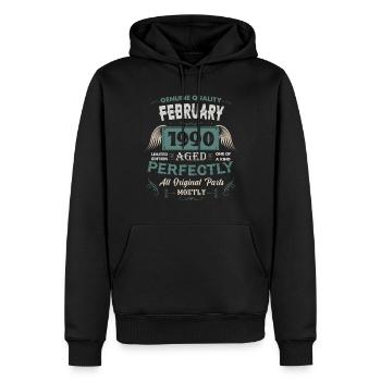 Februar 1990 Vintage Geburtstag Geschenk - Männer Premium Bio Hoodie - Schwarz - Vorne - Nico (187cm)