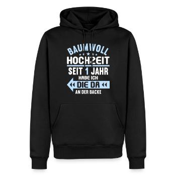 1 verheiratet Baumwoll Hochzeit 1.Hochzeitstag - Männer Premium Bio Hoodie - Schwarz - Vorne - Nico (187cm)