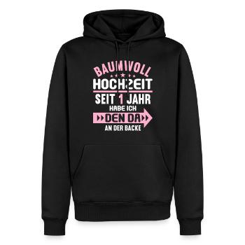 1 verheiratet Baumwoll Hochzeit 1.Hochzeitstag - Männer Premium Bio Hoodie - Schwarz - Vorne - Nico (187cm)
