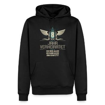 8 Jahr verheiratet weiß alles 8.Hochzeitstag - Männer Premium Bio Hoodie - Schwarz - Vorne - Nico (187cm)