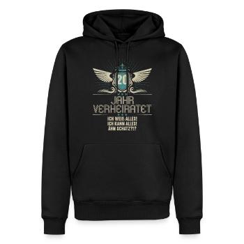20 Jahr verheiratet weiß alles 20.Hochzeitstag - Männer Premium Bio Hoodie - Schwarz - Vorne - Nico (187cm)